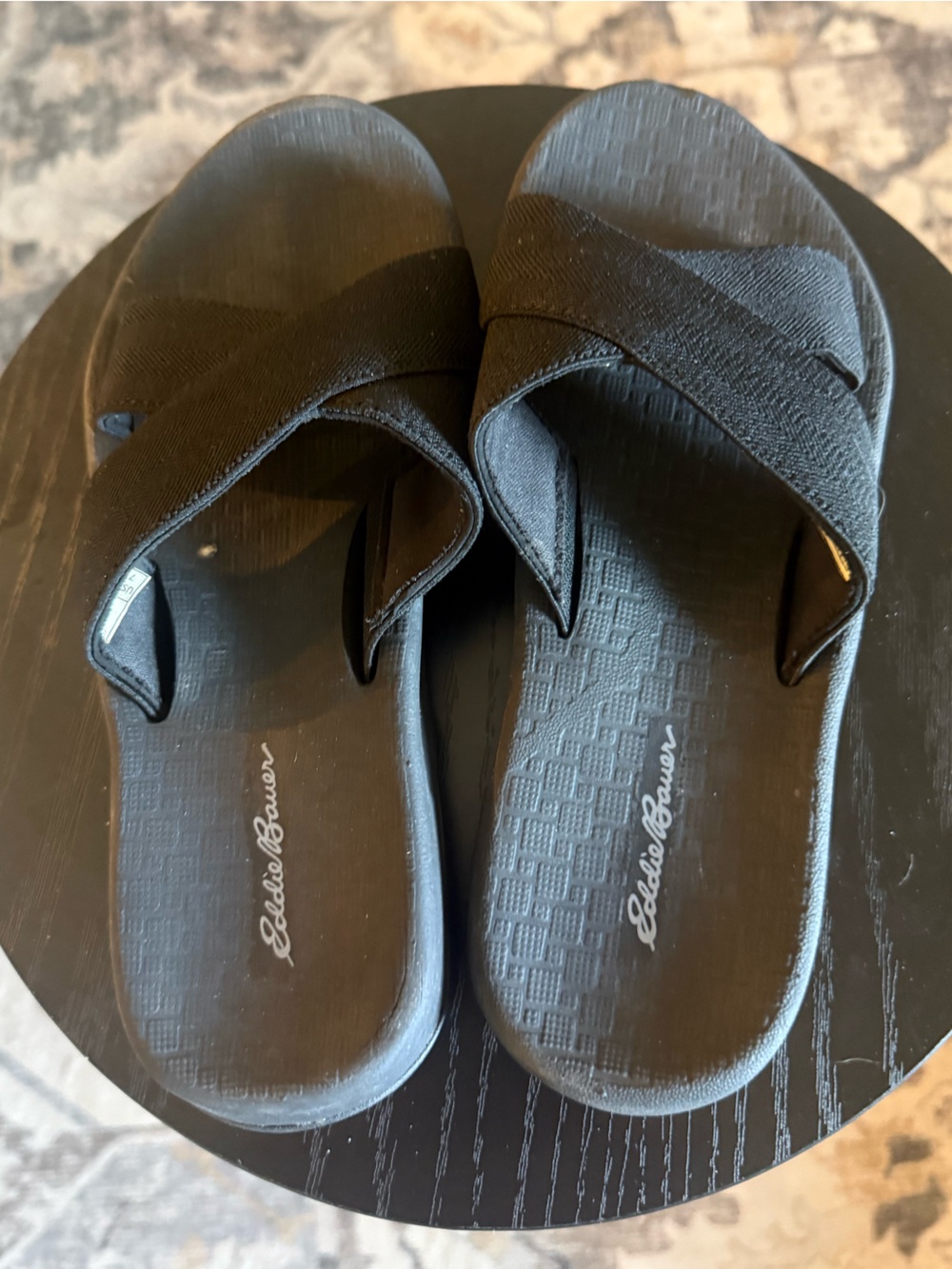 Eddie Bauer Break Point Slide Sandal Black Slip On Flat Stretch Comfort Womens 7